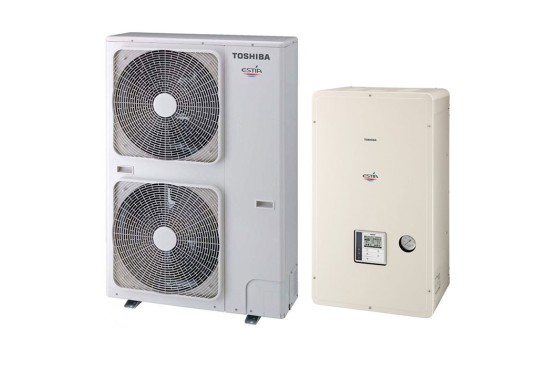 Термопомпа Toshiba Estia HWS-P1105XWHT9-E/HWS-P1105HR-E POWERFUL, 11 kW, отопление, охлаждане и БГВ Термопомпа Toshiba Estia HWS-P1105XWHT9-E/HWS-P1105HR-E POWERFUL, 11 kW, отопление, охлаждане и БГВ